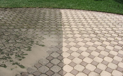 driveway cleaning. pressure washed